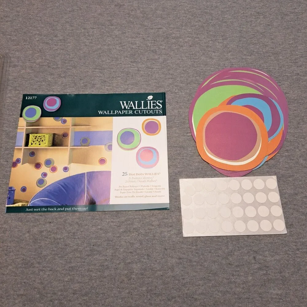 Wallies Wallpaper Cut Outs 24 HOT DOTS MOD DESIGN easy diy crafty home project